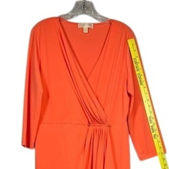 Michael Kors MK Faux Wrap Dress- Orange Size Large - Picture 4 of 11